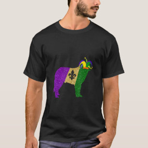 Funny Mardi Gras Dog St Bernard Jester Hat Beads D T-Shirt