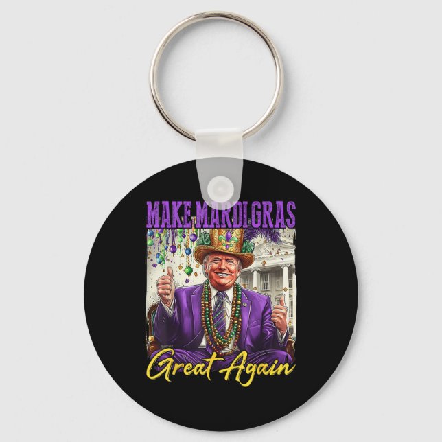 Funny Mardi Gras Donald Trump Mardi Gras American  Key Ring (Front)