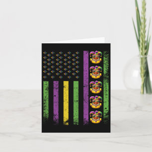 Funny Mardi Gras Ducks Usa Flag Beads Rubber Duck Card