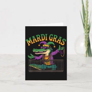 Funny Mardi Gras Gator New Orleans Party Squad Bea Card