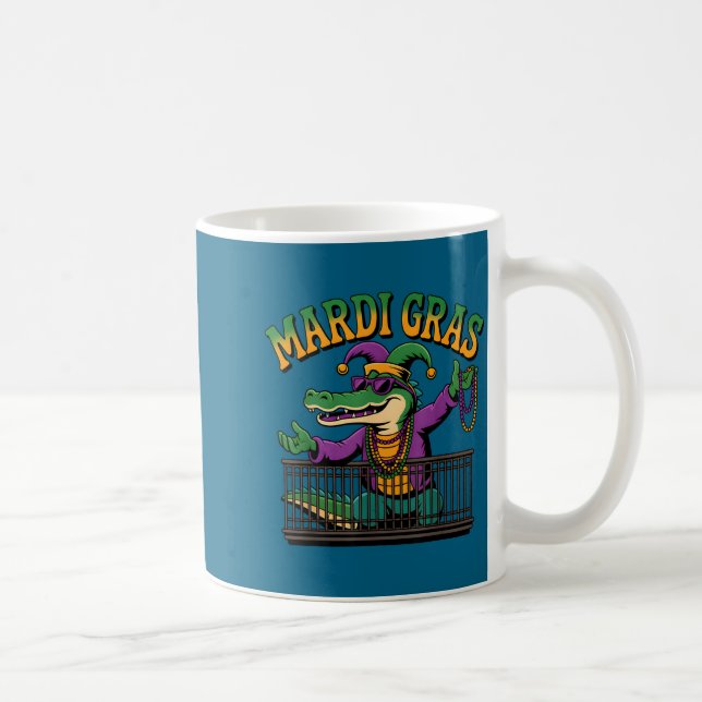 Funny Mardi Gras Gator New Orleans Party Squad Bea Coffee Mug (Right)