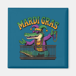 Funny Mardi Gras Gator New Orleans Party Squad Bea Magnet