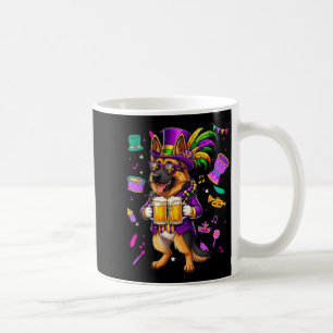 Funny Mardi Gras German Shepherd Dog Drinking Vint Coffee Mug
