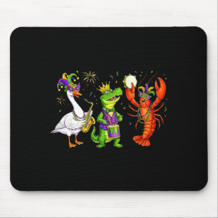 Funny Mardi Gras Goose Alligator Crawfish Carnival Mouse Pad