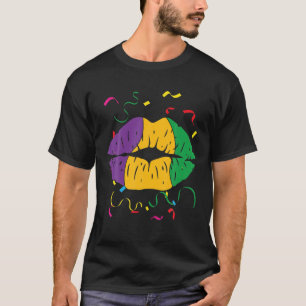Funny Mardi Gras Lips Queen Carnival Costume Purpl T-Shirt