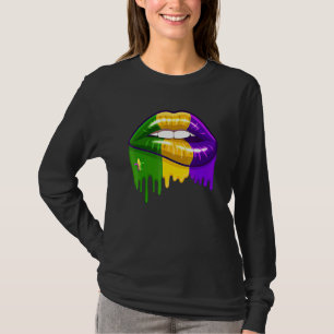 Funny Mardi Gras Lips Queen Carnival Costume Purpl T-Shirt