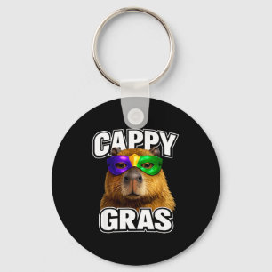 Funny mardi gras mask capybara meme  key ring
