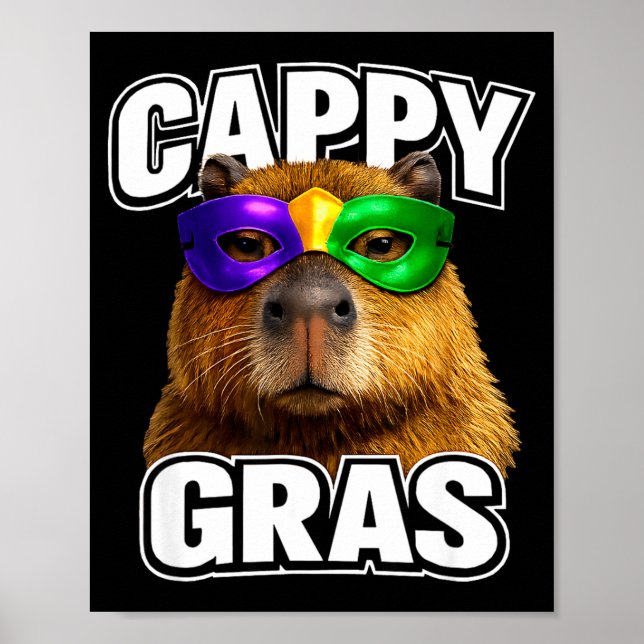 Funny mardi gras mask capybara meme  poster (Front)