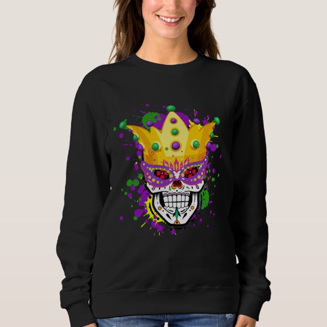 Funny Mardi Gras Mask Party Apparel Men Women Kids Sweatshirt (Front)