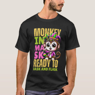 Funny mardi gras monkey in mask T-Shirt