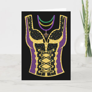Funny Mardi Gras Outfit Costume Mask Beads For Wom Card