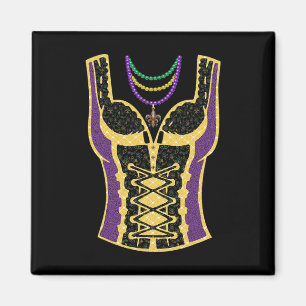 Funny Mardi Gras Outfit Costume Mask Beads For Wom Magnet
