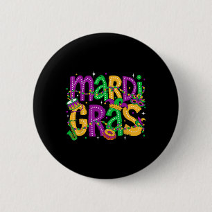 Funny Mardi Gras Parade Outfit Jester Hat Men Wome 6 Cm Round Badge