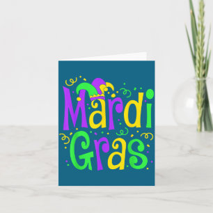 Funny Mardi Gras Parade Outfit Jester Hat Men Wome Card
