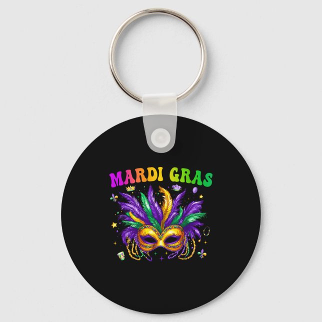 Funny Mardi Gras Parade Outfit Jester Hat Men Wome Key Ring (Front)