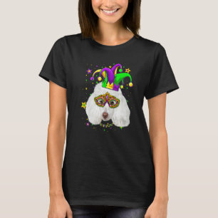 Funny Mardi Gras Poodle Dog Beads Mask Mardi Gras T-Shirt