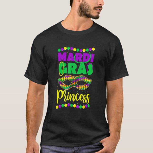 Funny Mardi Gras Princess Mask Beads Shirt, Kids G T-Shirt (Front)