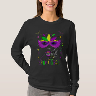 Funny Mardi Gras Queen Costume Purple Lips & Gold T-Shirt