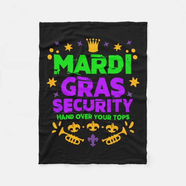Funny Mardi Gras Security Parade Festival Mardi Gr Fleece Blanket (Front)