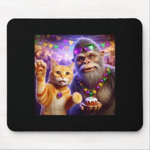 Funny Mardi Gras Selfie Cat Bigfoot Quote _3 Mouse Pad