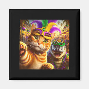 Funny Mardi Gras Selfie Cat Gator Crocodile Quote  Magnet