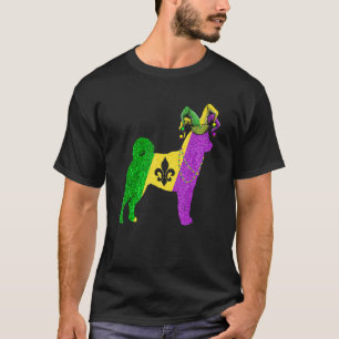 Funny Mardi Gras Shiba Inu Dog Mardi Gras Hat Bead T-Shirt