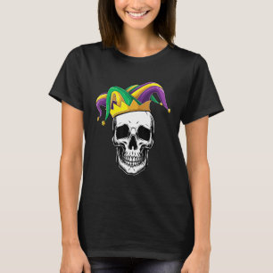 Funny Mardi Gras Skull Jester Hat Parade Costume M T-Shirt