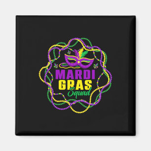 Funny Mardi Gras Squad Gold Purple Green Beads Fat Magnet