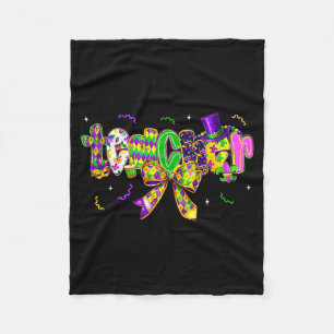 Funny Mardi Gras Teacher Student Squad Pencil Bow Fleece Blanket
