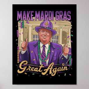 Funny Mardi Gras With Trump – American Flag Party  Poster