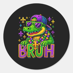 Funny Mardigator Alligator Bruh Mardi Gras Costume Classic Round Sticker