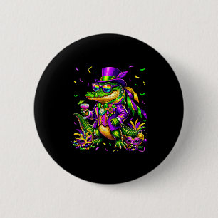 Funny Mardigator Funny Mardi Gras Alligator 6 Cm Round Badge