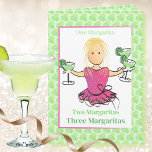 Funny Margarita Cartoon For Her Woman Birthday  Card<br><div class="desc">Does that special someone love margaritas and celebrating her birthday?  Personalise this fun card for her!</div>