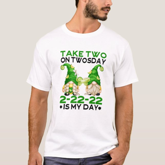 Funny Margarita Drinking Gnome For Party On Twosda T-Shirt (Front)