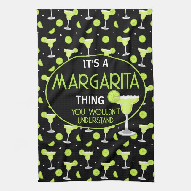 Funny Margarita Quote Cocktail Lover Tea Towel (Vertical)