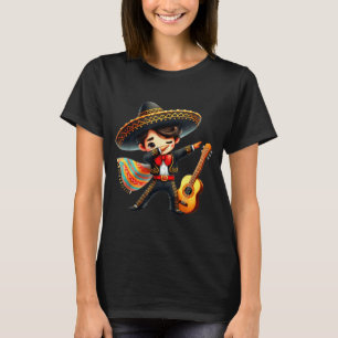 Funny Mariachi Sombrero Cinco De Mayo Guitar Boys  T-Shirt