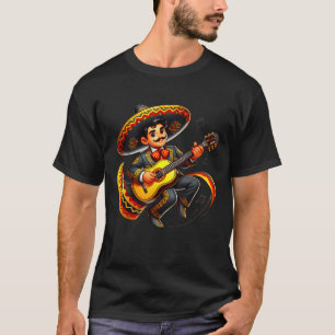 Funny Mariachi Sombrero Cinco De Mayo Guitar Men F T-Shirt