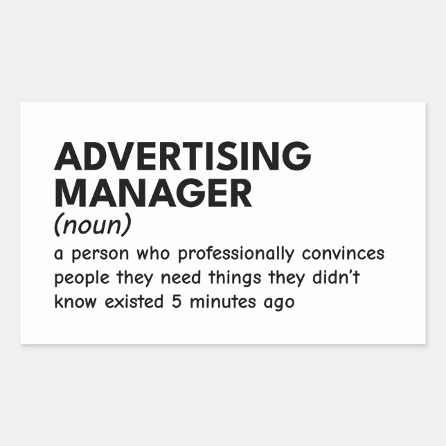Funny Marketing Manager Definition Rectangular Sticker (Front)