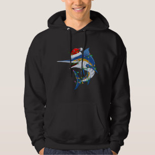 Funny Marlin Fish Lover Xmas Santa Hat Marlin Chri Hoodie