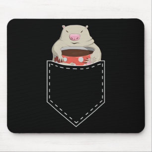 Funny Marmot In Pocket Tee Retro Coffee Lover Grou Mouse Pad