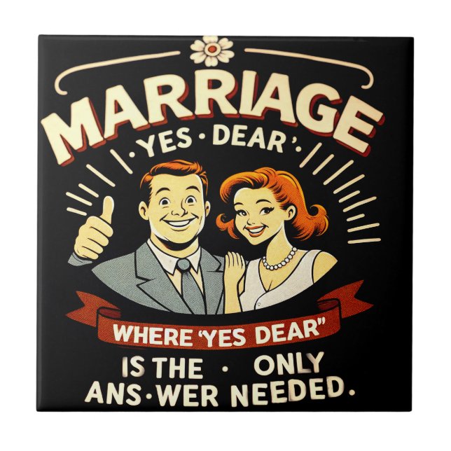 Funny Marriage, Anniversary Gift Ceramic Tile (Front)