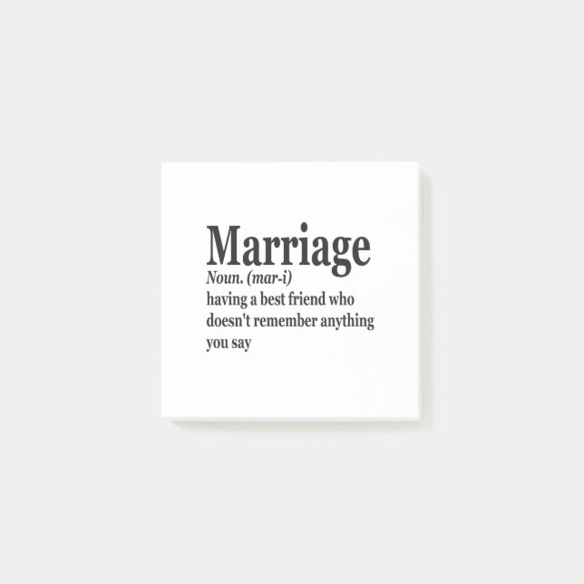 Funny Marriage Definition Couple Husband Wife Gift Post-it Notes (Front)