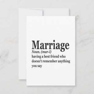 Funny Marriage Definition Couple Husband Wife Gift Thank You Card