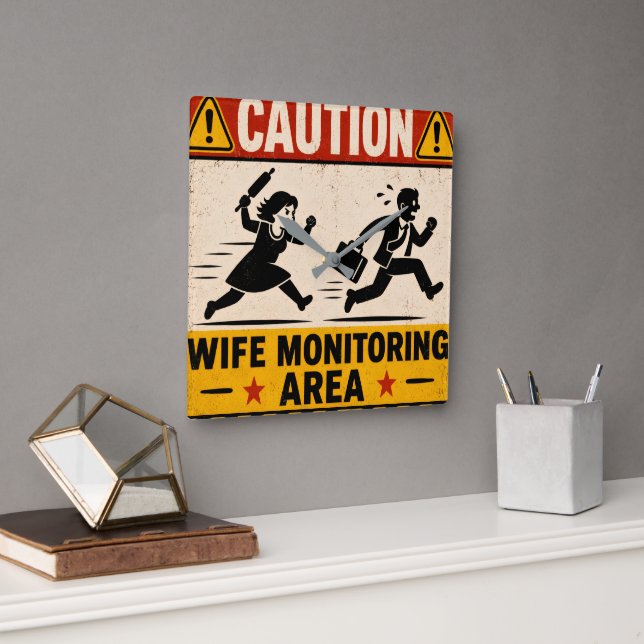 Funny Marriage Humour for Couples Square Wall Clock (Office)