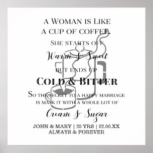Funny Marriage Like Coffee Anniversary With Names Poster