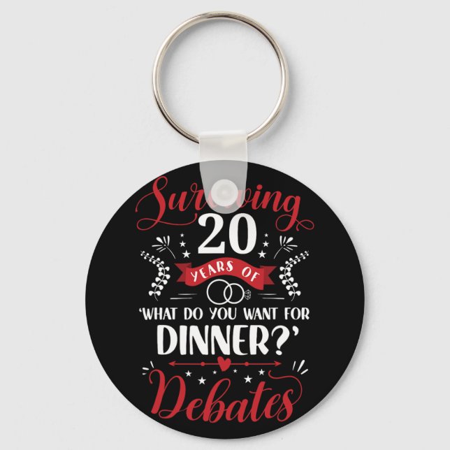 Funny Married Couples Him Or Her 20th Wedding Anni Key Ring (Front)
