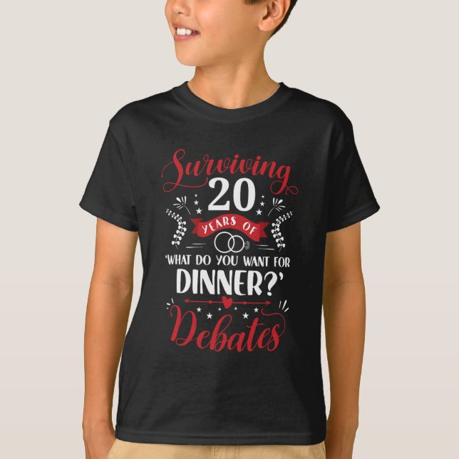Funny Married Couples Him Or Her 20th Wedding Anni T-Shirt (Front)