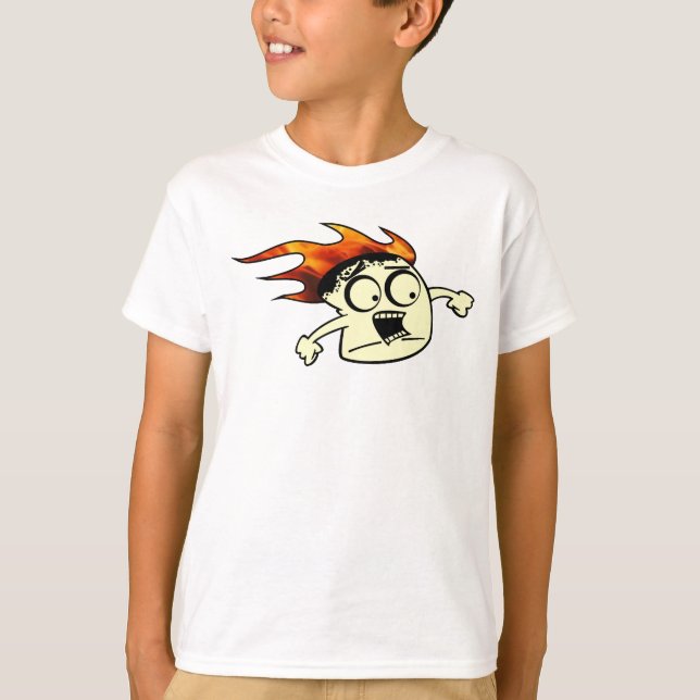 Funny Marshmallow on fire T-Shirt (Front)