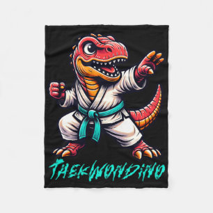Funny Martial Arts Karate Taekwondo Dino Animal Cu Fleece Blanket