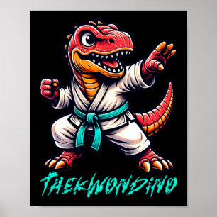 Funny Martial Arts Karate Taekwondo Dino Animal Cu Poster